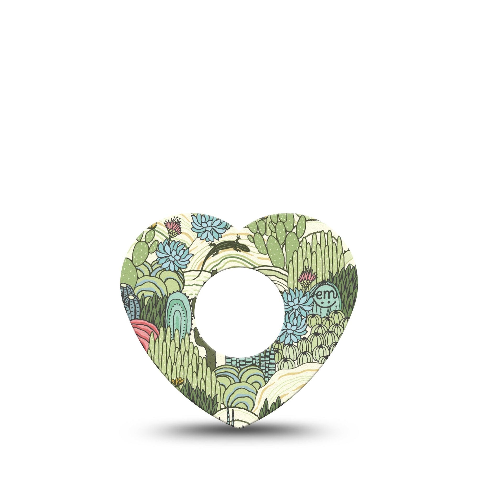 ExpressionMed Cactus Infusion Set Heart Shape Tape 5-Pack Tape Light Green Cactus Plants, Adhesive Tape Continuous Glucose Monitor Design