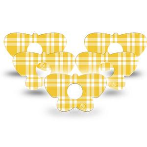 ExpressionMed yellow gingham Freestyle Libre 3 and Libre 3 Plus Butterfly, 5-Pack Golden yellow gingham Waterproof Sensor Cover for Continuous Glucose Monitor