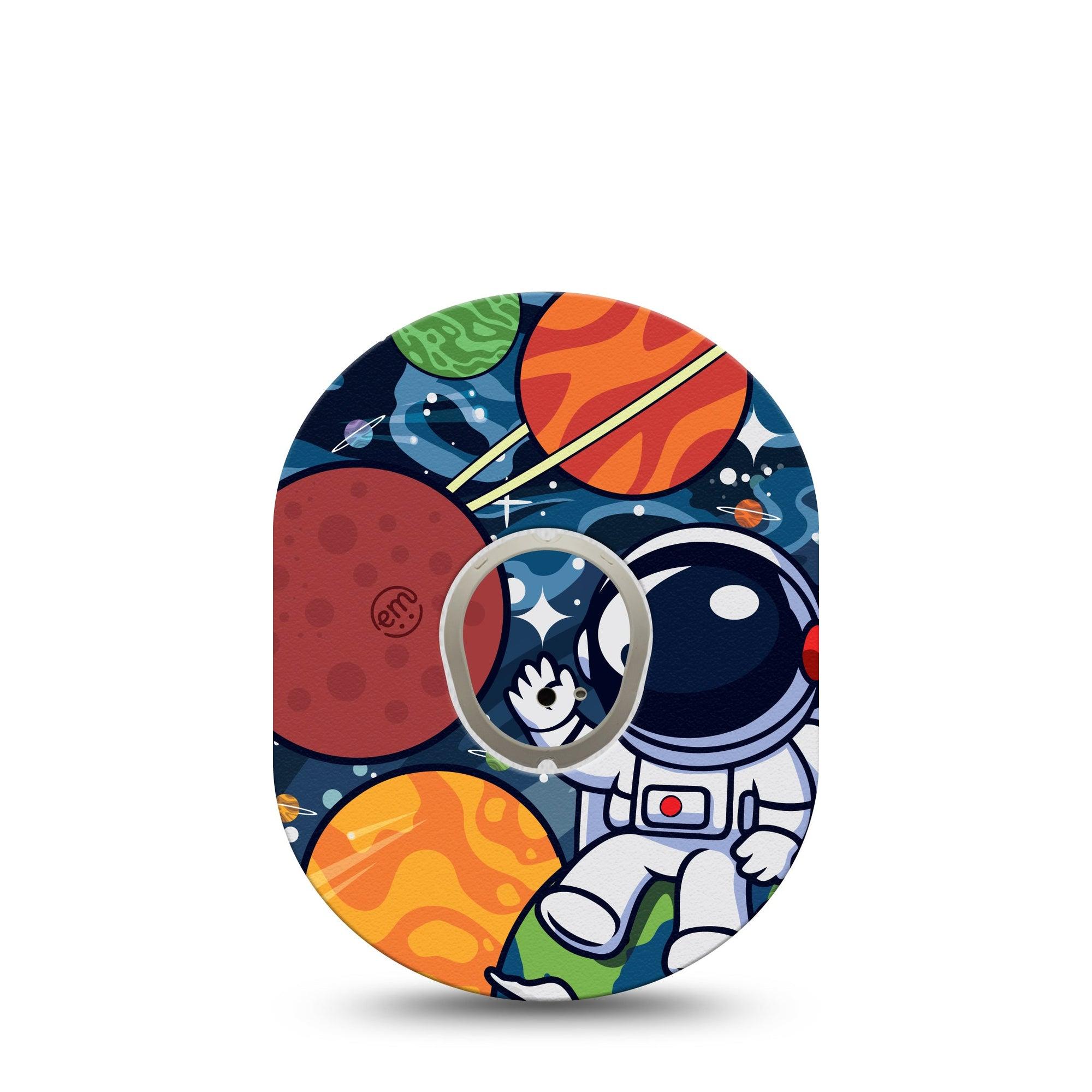 ExpressionMed Astronaut Dexcom G7 Tape, Dexcom Stelo Glucose Biosensor System,  Single Tape and Single Sticker Cartoon Space Man Overlay Tape Continuous Glucose Monitor Design