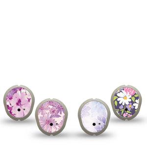 ExpressionMed Violet Garden Dexcom G7 and Dexcom Stelo Glucose Biosensor System Sticker, 4-Pack Sticker Vibrant purple petals Sensor Cover for Continuous Glucose Monitor