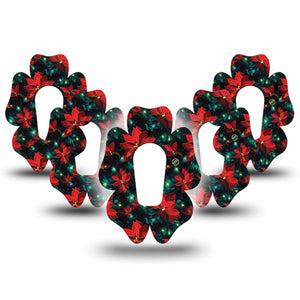 ExpressionMed Christmas Floral Dexcom G6 Flower Shape Tape, 5-Pack Tape Christmas Bloom, Adhesive Patch Continuous Glucose Monitor Design