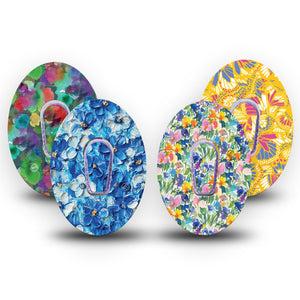 ExpressionMed Summer Splash Variety Pack Dexcom G6 Sticker and Tape  Jewel Toned Florals, Vinyl Sticker and Tape Design CGM Design
