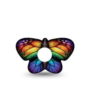 ExpressionMed Rainbow Butterfly Freestyle Libre 3 and Libre 3 Plus Butterfly Shape Tape Single Tape Pride Inspired Butterfly, Overlay Patch CGM Design