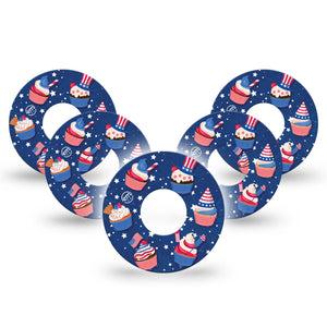 ExpressionMed Patriotic Cupcakes Infusion Set Tape 10-Pack Red White and Blue Bliss Cupcakes Adhesive Patch CGM Design