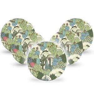 ExpressionMed Cactus Dexcom G7 Overpatch, Dexcom Stelo Glucose Biosensor System, 5-Pack Tape Green Teal Cactus Plants And Flowers, Overlay Tape CGM Design