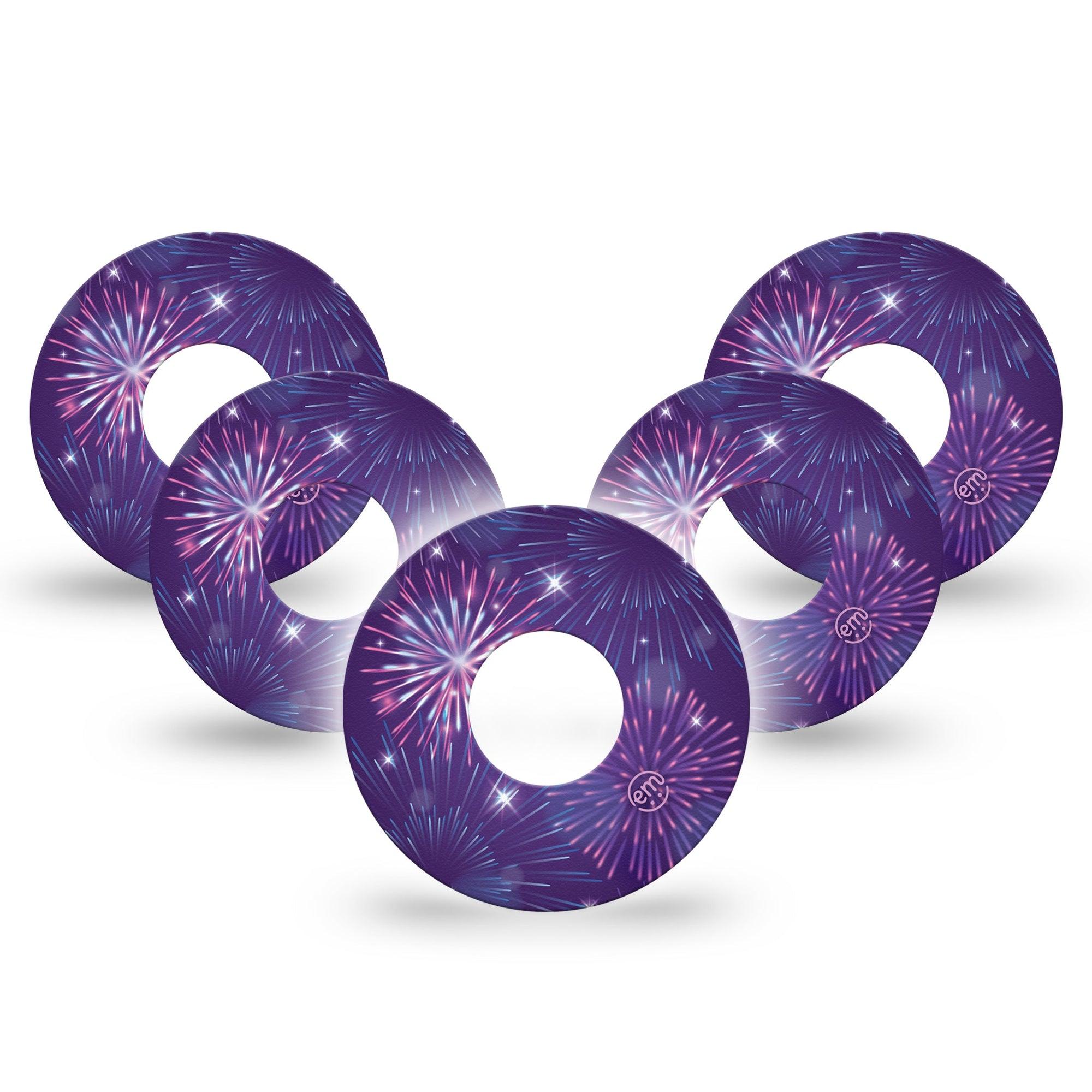 ExpressionMed New Years Celebration Infusion Set Tape 5-Pack Tape January 1st 2025 Fireworks, Overlay Patch CGM Design