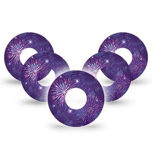 ExpressionMed New Years Celebration Infusion Set Tape 5-Pack Tape January 1st 2025 Fireworks, Overlay Patch CGM Design