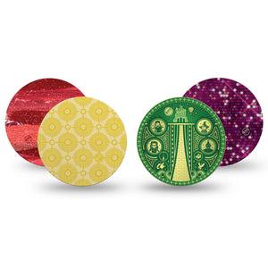 ExpressionMed Somewhere Over the Rainbow Variety Pack Freestyle Libre and Libre 2 Plus Overpatch, Abbott Lingo, 4-Pack Tape Variety, Wizard Of Oz Inspired, Fixing Ring Patch CGM Design