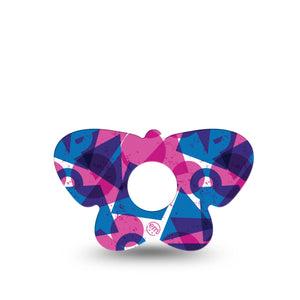 ExpressionMed Violet Vortex Freestyle Libre 3 and Libre 3 Plus Butterfly Shape Tape Single Tape Pink And Blue Mix, Overlay Patch CGM Design