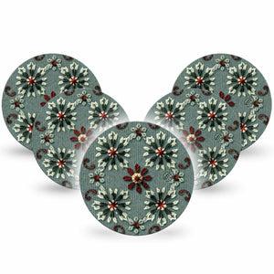 ExpressionMed Green Embroidery Dexcom G7 Overpatch, Dexcom Stelo Glucose Biosensor System, 5-Pack Tape Muted Green Knit Florals, Overlay Tape CGM Design