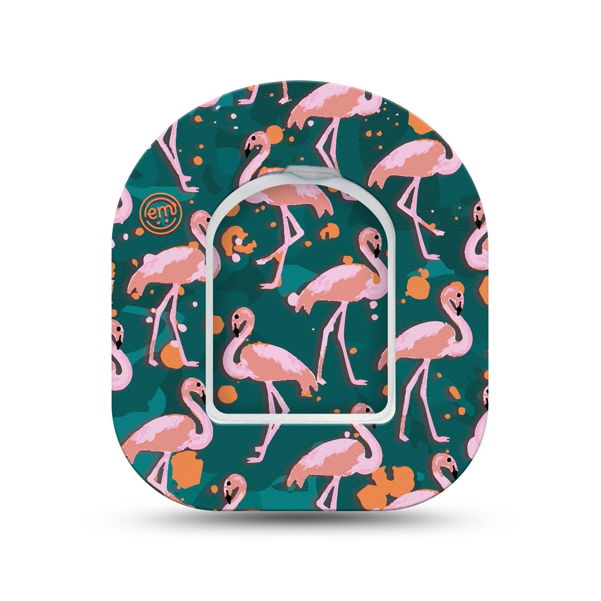 ExpressionMed Flamingos Omnipod Surface Center Sticker and Mini Tape Flamingo Party Themed Vinyl Sticker and Tape Design Pump Design