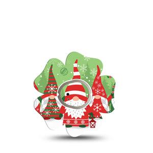 ExpressionMed Holiday Gnomies Dexcom G7 Flower Shape Tape, Dexcom Stelo Glucose Biosensor System, Single Tape and Single Sticker Holiday Cheery Gnomes, Plaster CGM Design