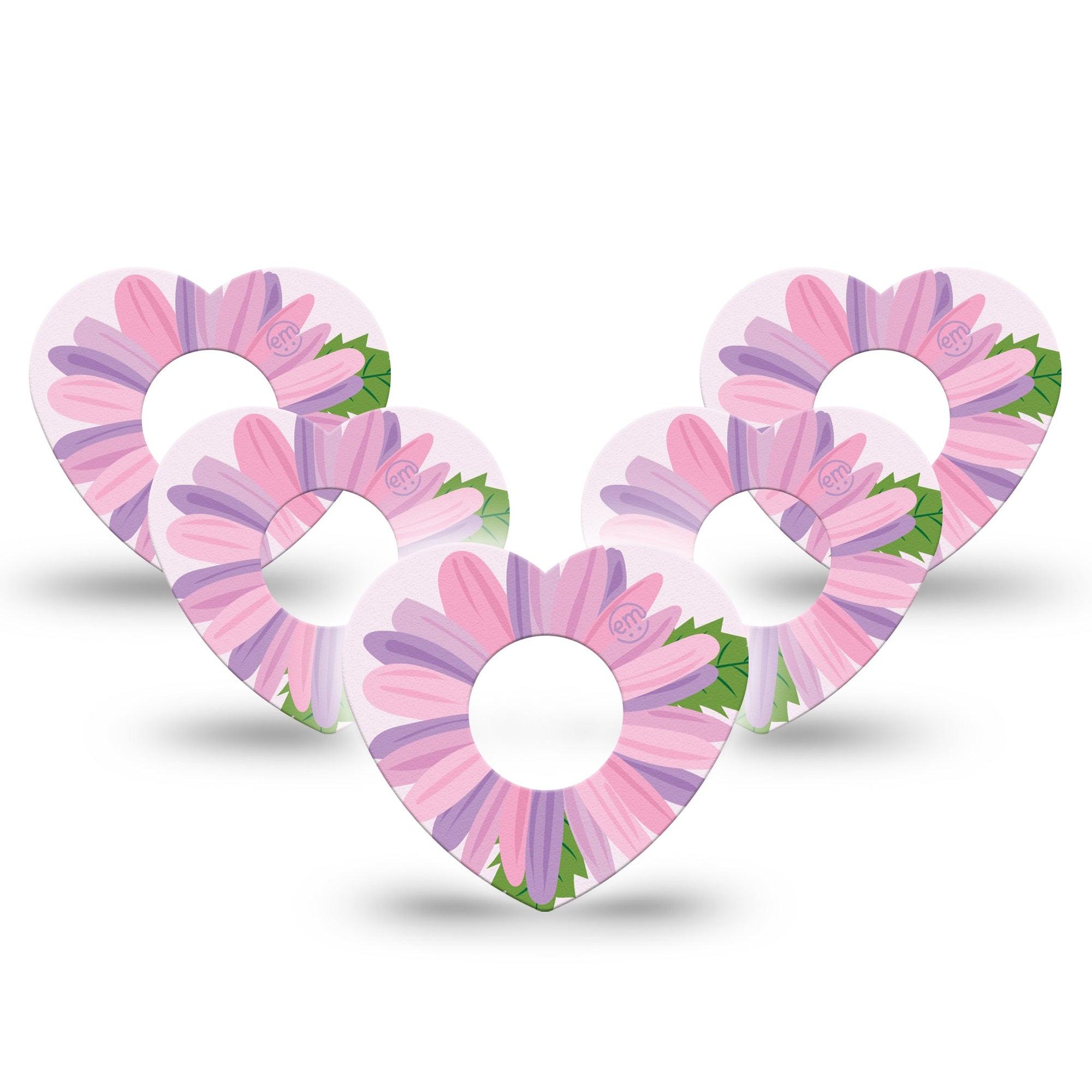 ExpressionMed Daisy Infusion Set Heart Shape Tape 10-Pack Tape Pink Daisy Bloom Plaster Continuous Glucose Monitor Design