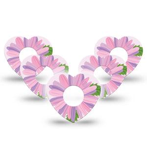 ExpressionMed Daisy Infusion Set Heart Shape Tape 10-Pack Tape Pink Daisy Bloom Plaster Continuous Glucose Monitor Design