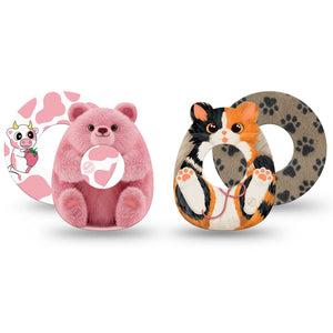 ExpressionMed Cozy Critters Freestyle Libre, Libre 2 Plus, and Abbott Lingo, 4-Pack Tape Animal lovers inspired Decorative Patch for Continuous Glucose Monitor