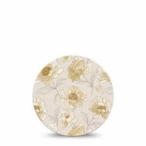 ExpressionMed Sketched Peonies Dexcom G7 and Dexcom Stelo Glucose Biosensor System OverPatch, Single Tape Peony line art flowers Adhesive Tape for CGM