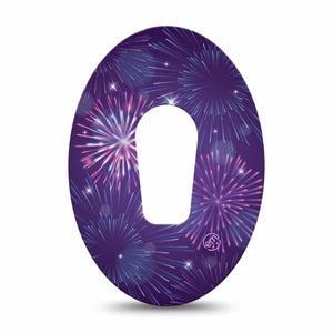 ExpressionMed New Years Celebration Dexcom G6 Tape Single Tape Purple Firework Celebration, Plaster CGM Design