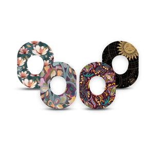 ExpressionMed Mystic Oasis Variety Pack Dexcom G7 Mini Tape, Dexcom Stelo Glucose Biosensor System, 4-Pack Tape Variety Magical Garden Theme, Patch Continuous Glucose Monitor Design