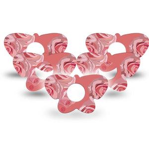 ExpressionMed Blush Rose Infusion Set Butterfly Shape Tape 10-Pack Tape Gentle Floral Plaster Continuous Glucose Monitor Design