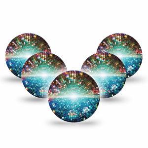 ExpressionMed Disco Lights Freestyle Libre 3 and Libre 3 Plus OverPatch, 5-Pack Neon glow effect Plaster for Continuous Glucose Monitor
