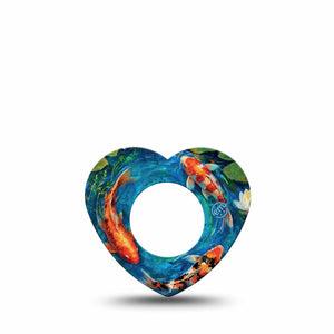 ExpressionMed Koi Pond Freestyle Libre, Libre 2 Plus, and Abbott Lingo Heart, Single Tape koi fish pattern Overlay Tape for CGM