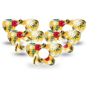 ExpressionMed Bees and Flowers Infusion Set Butterfly Shape Tape 10-Pack Tape Spring Bloom Plaster Continuous Glucose Monitor Design