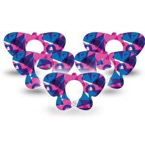 ExpressionMed Violet Vortex Dexcom G7 Butterfly Shape Tape, Dexcom Stelo Glucose Biosensor System,  5-Pack Tape Retro-Inspired Mishmash Of Shapes, Adhesive Tape CGM Design
