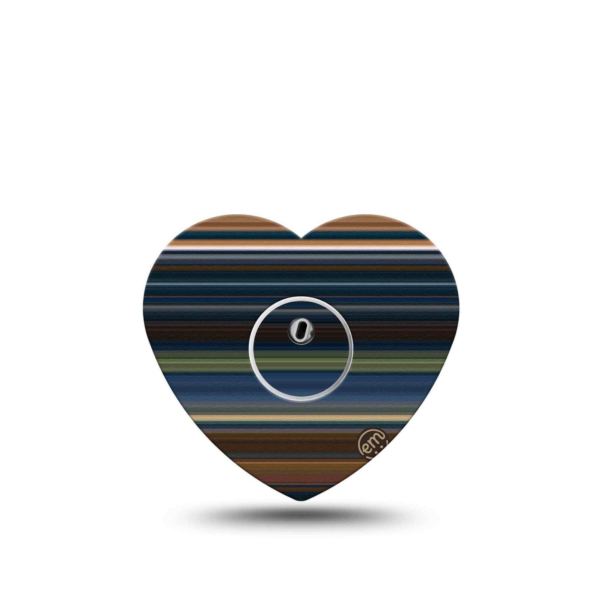 ExpressionMed Dark Stripes Freestyle Libre 3 Heart Shape Tape Single Tape and Single Sticker Y2K Striped Overlay Patch CGM Design