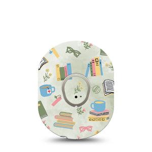 ExpressionMed Cozy Books Dexcom G7 Sticker and Tape Coffee and Reading Time Vinyl Sticker and Tape Pairing Continuous Glucose Monitor Design