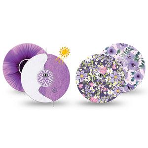 ExpressionMed Purple Hues Variety Pack Freestyle Libre 3 and Libre 3 Plus Sticker and Tape  Sunlight-Activated, Vinyl Sticker and Tape Pairing CGM Design