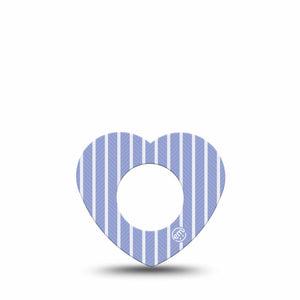 ExpressionMed Blue Stripes Freestyle Libre, Libre 2 Plus, and Abbott Lingo Heart, Single Tape White and blue pin stripes Overlay Tape for CGM