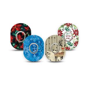 ExpressionMed Winter Woodland Cheer Variety Pack Dexcom G7 Mini Tape, Dexcom Stelo Glucose Biosensor System, 4-Pack Tape and 4-Pack Stickers Variety Cozy Winter, Patch Continuous Glucose Monitor Design