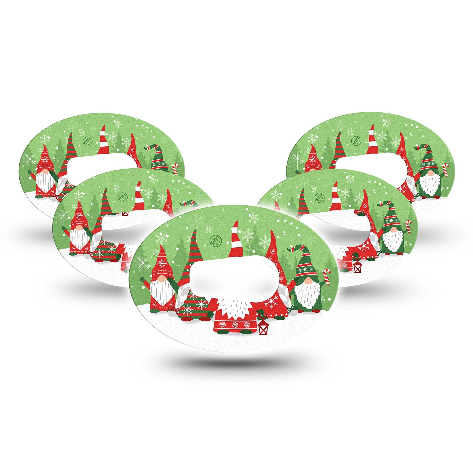 ExpressionMed Holiday Gnomies Dexcom G6 Tape 5-Pack Tape Garden Gnomes Christmas-Inspired, Plaster CGM Design