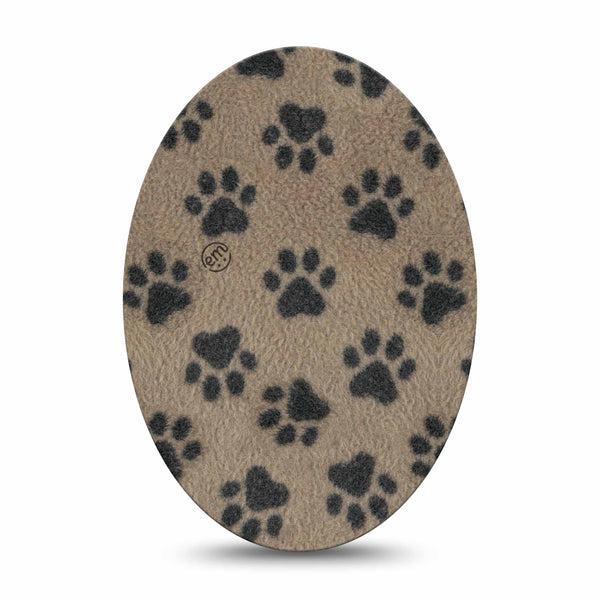 ExpressionMed Fuzzy Pawprints Medtronic Guardian Enlite Universal Oval, Single Tape Woolly paws Vinyl Decoration for CGM