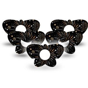 ExpressionMed New Years Fireworks Infusion Set Butterfly Shape Tape 10-Pack Tape New Year Festive, Plaster Continuous Glucose Monitor Design