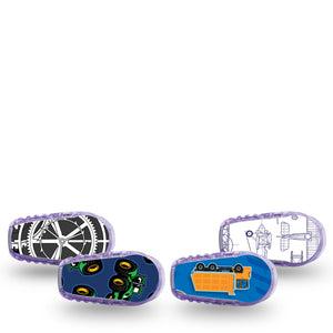 ExpressionMed Mighty Machines Variety Pack Dexcom G6 Sticker, 4-Pack Sticker Variety Machinery, Vinyl Decoration Continuous Glucose Monitor Design