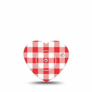 ExpressionMed Red Gingham Freestyle Libre, Libre 2 Plus, and Abbott Lingo Heart, Single Tape and Single Sticker vintage picnic plaid Decorative Adhesive Tape for CGM