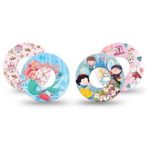 ExpressionMed Enchanted Kingdom Variety Pack Freestyle Libre and Libre 2 Plus Tape, Abbott Lingo, 4-Pack Tape Variety Kids Fairy Tale Story Inspired, Fixing Ring Tape Continuous Glucose Monitor Design