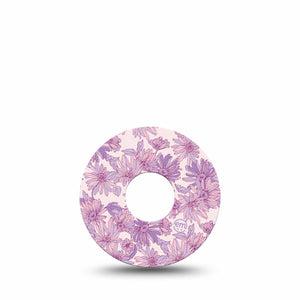 ExpressionMed Purple Daisy Freestyle Libre 3 and Libre 3 Plus Tape, Single Tape Lilac Daisy Garden, Adhesive Tape Continuous Glucose Monitor Design