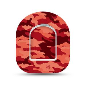 ExpressionMed Red Camo Omnipod Surface Center Sticker and Mini Tape Protective Coloring Inspired Vinyl Sticker and Tape Design Pump Design