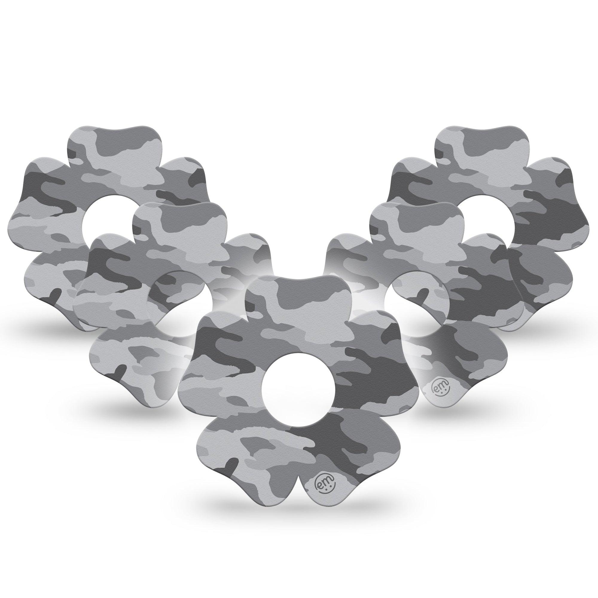 ExpressionMed Gray Camo Freestyle Libre 3 Flower Shape Tape 5-Pack Gray Camo Plaster CGM Design