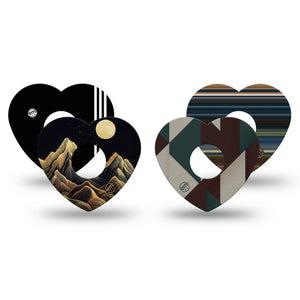 ExpressionMed Active Black Freestyle Libre 3 and Libre 3 Plus Heart, 4-Pack Tape Mens themed prints Adhesive Patch for Continuous Glucose Monitor