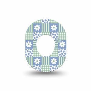 ExpressionMed Patchwork Flowers Dexcom G7 and Dexcom Stelo Glucose Biosensor System Mini, Single Tape Spring blue green print Waterproof Plaster for CGM
