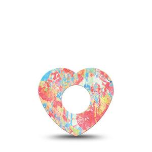 ExpressionMed Faded Summer Infusion Set Heart Shape Tape 5-Pack Tape Pale Coral Graphic Print, Adhesive Tape Continuous Glucose Monitor Design