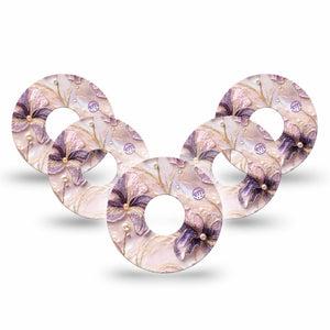 ExpressionMed Pink Pearls Freestyle Libre 3 and Libre 3 Plus, 5-Pack Gold and pearl petals inspired Sensor Decoration for CGM