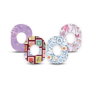 ExpressionMed Darling Details Dexcom G7 and Dexcom Stelo Glucose Biosensor System Mini, 4-Pack Tape Sweet motifs Fixing Ring Patch for Continuous Glucose Monitor