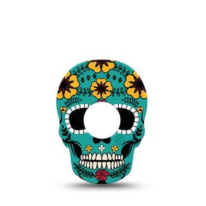 ExpressionMed Teal Skull Infusion Set Skull Shape Tape 5-Pack Halloween Sugar Skull Adhesive Tape CGM Design