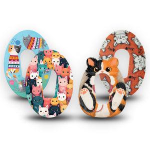 ExpressionMed Purrfectly Playful Variety Pack Dexcom G6 Tape, 4-Pack Tape Variety Cat Themed, Plaster Continuous Glucose Monitor Design
