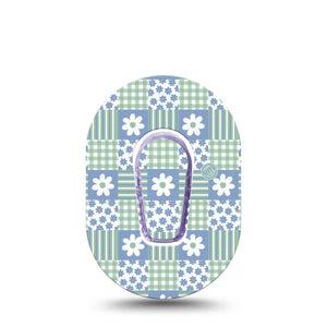 ExpressionMed Patchwork Flowers Dexcom G6 Mini, Single Tape and Single Sticker Floral plaid Waterproof Adhesive Tape for CGM