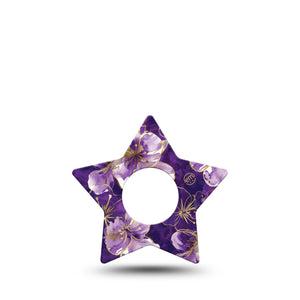 ExpressionMed Plum Gold Infusion Star, 5-Pack Gold outline flowers Waterproof Adhesive Tape For Insulin Pump